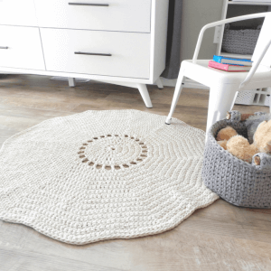 giant crochet rug, crochet circle rug