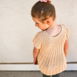 The back of a free summer top crochet pattern for little girls